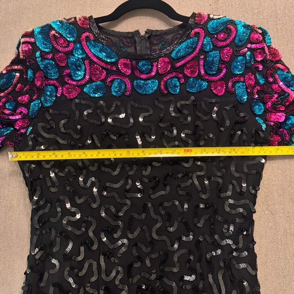 Vintage Sténay 100% Silk Beaded Sequin Cocktail Dress - Picture 7 of 8